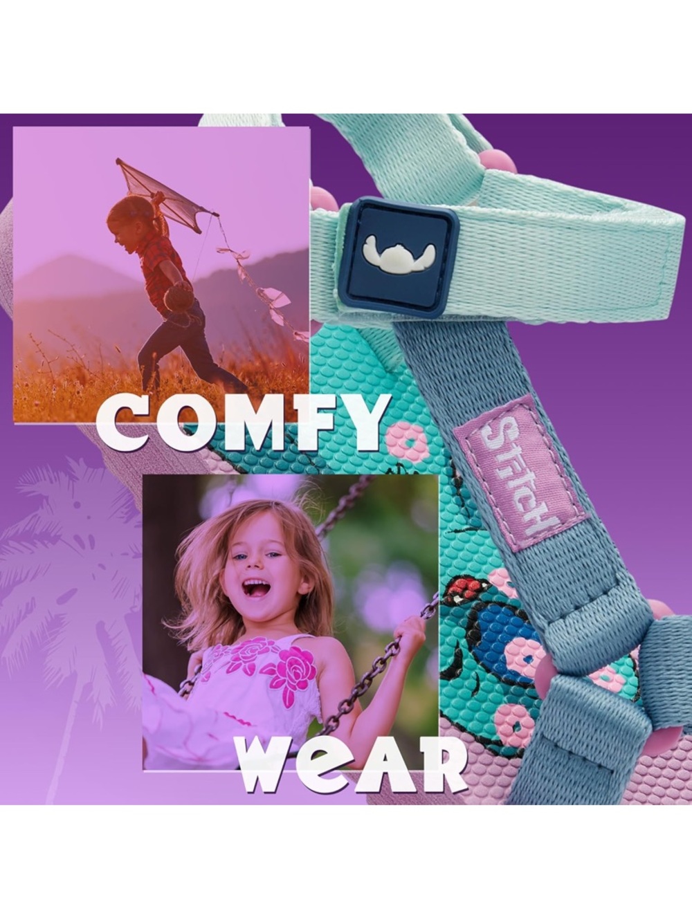Kids' Pink & Teal Adjustable Outdoor Sandals slippers lilo & stitch girl 3y - Picture 4 of 5